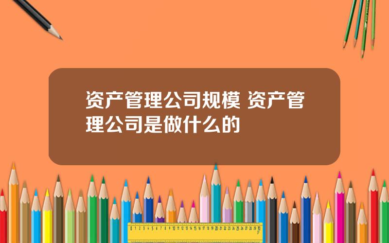 资产管理公司规模 资产管理公司是做什么的